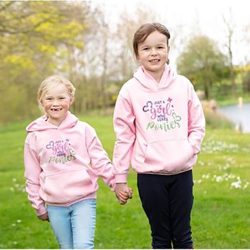 British Country Collection Just A Girl Who Loves Ponies Slogan Hoodie - Baby Pink