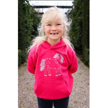 British Country Collection Twinkle Pony Glitter Hoodie - Fuchsia