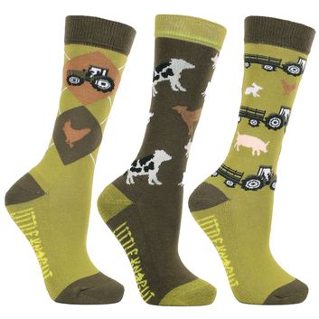 Farm Collection Socks by Little Knight (Pack of 3) - Olive Green alternative