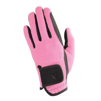 Hy Equestrian Children's Every Day Two Tone Riding Gloves - Black/Pink