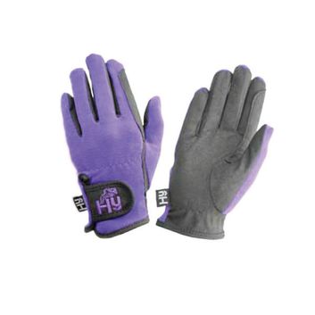 Hy Equestrian Children's Every Day Two Tone Riding Gloves - Black/Purple