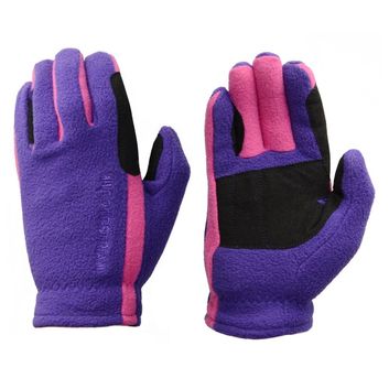 Hy Equestrian Children's Fleece Riding Gloves - Purple/Pink
