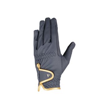 Hy Equestrian Cottenham Elite Riding Gloves - Navy/Gold