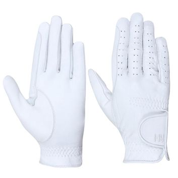 Hy Equestrian Leather Riding Gloves - White