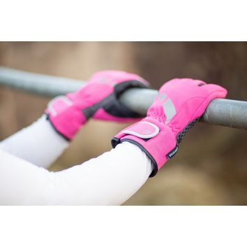 Hy Equestrian Reflective Waterproof Multipurpose Gloves - Hot Pink/Grey alternative