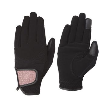 Hy Equestrian Roka Riding Gloves - Black/Rose Gold