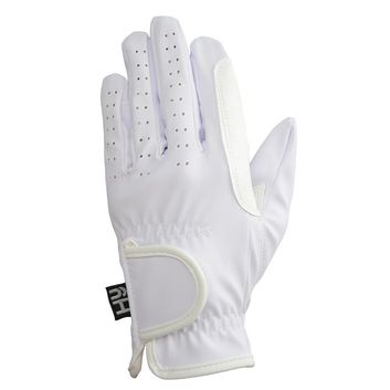 Hy Equestrian Synthetic Leather Riding Gloves - White