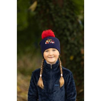 Hy Equestrian Thelwell Collection Practice Makes Perfect Bobble Hat - Navy/Red alternative