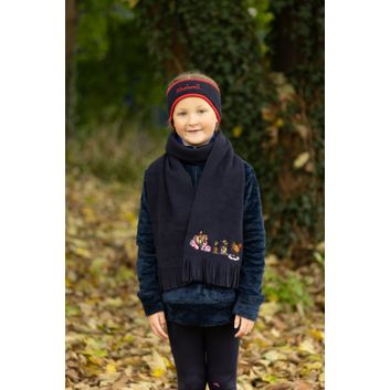 Hy Equestrian Thelwell Collection Practice Makes Perfect Fleece Headband &amp; Scarf Set - Navy/Red alternative