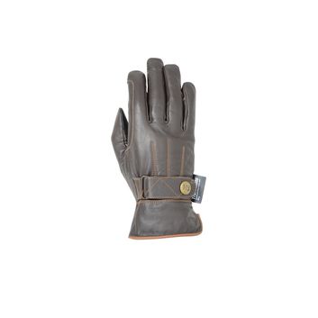 Hy Equestrian Thinsulate™ Leather Winter Riding Gloves - Dark Brown/Tan Stitch alternative