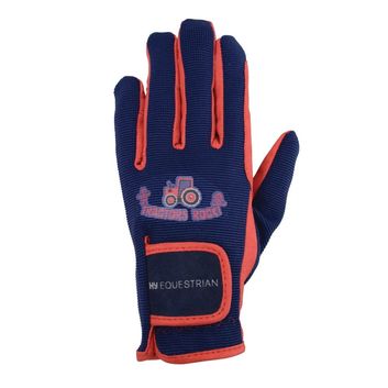 Hy Equestrian Tractors Rock Gloves - Navy/Red