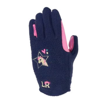 I Love My Pony Collection Fleece Gloves by Little Rider - Navy/Pink