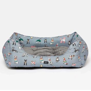 Joules Rainbow Dogs Box Bed - Grey Dog Print
