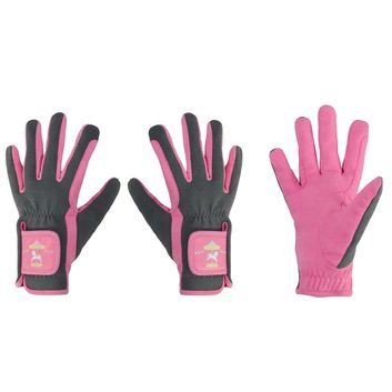 Merry Go Round Children's Riding Gloves by Little Rider - Grey/Pink