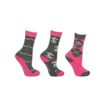 Merry Go Round Socks by Little Rider (Pack of 3) - Grey/Pink