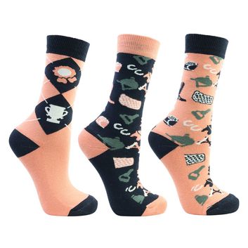 Pony Passion Socks by Little Rider (Pack of 3) - Navy/Blush
