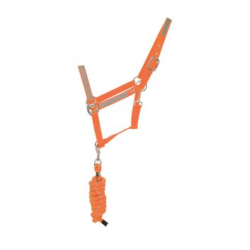 Reflector Head Collar &amp; Lead Rope by Hy Equestrian - Orange alternative