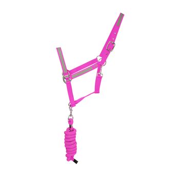 Reflector Head Collar &amp; Lead Rope by Hy Equestrian - Pink