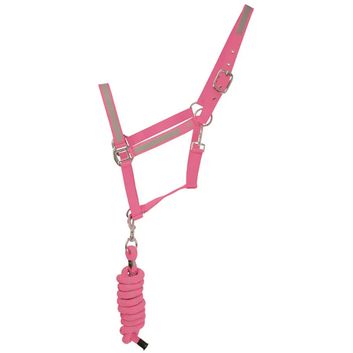 Reflector Head Collar &amp; Lead Rope by Hy Equestrian - Pink alternative