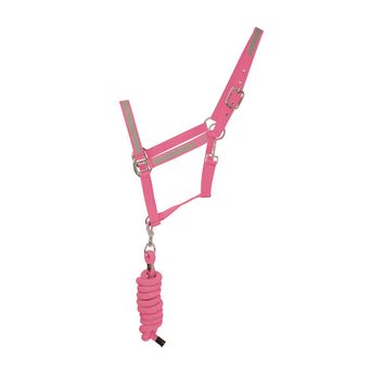 Reflector Head Collar &amp; Lead Rope by Hy Equestrian - Pink