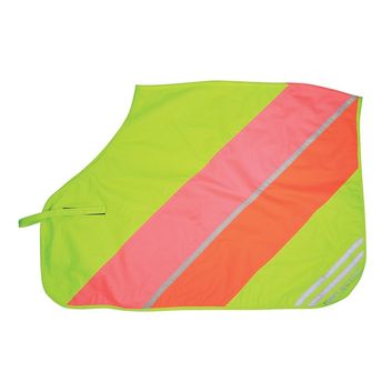 Reflector Quarter Mesh Exercise Sheet by Hy Equestrian - Yellow/Pink/Orange alternative