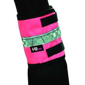 Reflector Retro Horse Leg Bands by Hy Equestrian - Pink/Black