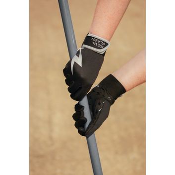 Silva Flash Riding Gloves by Hy Equestrian - Black/Reflective Silver alternative