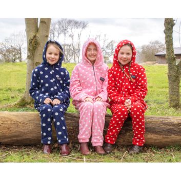 Supreme Products Child's Dotty Fleece Onesie - Rosette Red