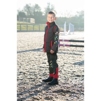 Tractor Collection Riding Tights By Little Knight - Charcoal Grey/Red