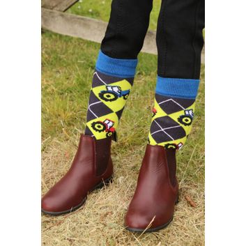 Tractor Collection Socks by Little Knight (Pack of 3) - Charcoal Grey/Red