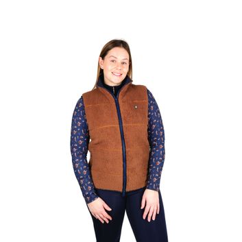 Hy Equestrian Elevate Style Teddy Fleece Gilet Brown