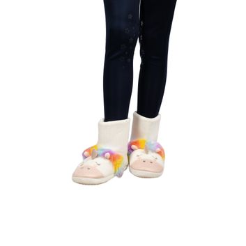 Unicorn Boot Slippers By Little Rider White/Rainbow