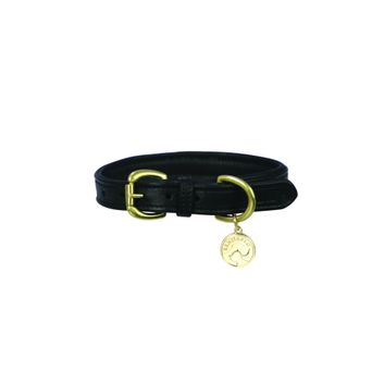 Benji &amp; Flo Deluxe Padded Leather Dog Collar - Black/Brass alternative