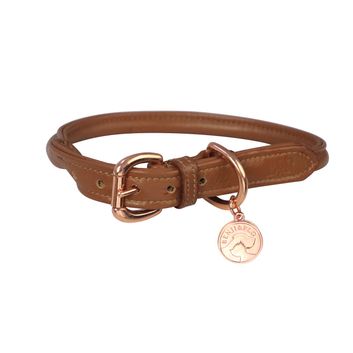 Benji &amp; Flo Superior Rolled Leather Dog Collar - Tan/Rose Gold alternative