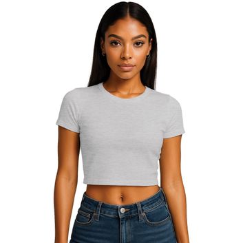 Casual Classics Combed 220 Ladies Cropped Baby T-Shirt - Ash Grey