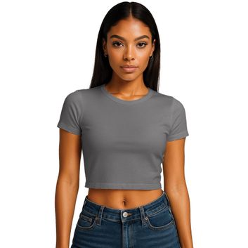 Casual Classics Combed 220 Ladies Cropped Baby T-Shirt - Charcoal