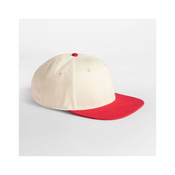 Beechfield Contrast Flat Peak 6 Panel Cap Natural/Red