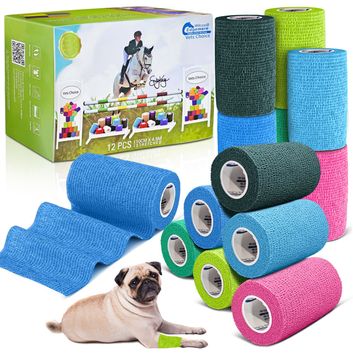 Equimed 10Cm Vetwrap 12 Wraps Multi Colours
