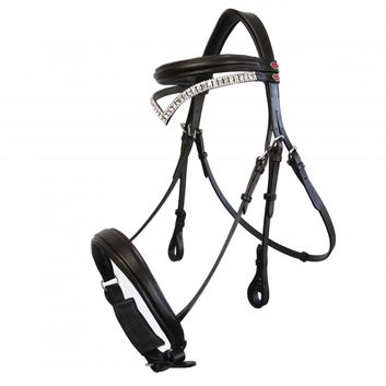 Whitaker Br072 Lynton Snaffle Bridle with 2 Browbands Black