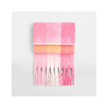 Beechfield Fluffy Check Scarf Pink Check