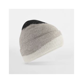 Beechfield Soft Wave Beanie Black/Light Grey/Soft White