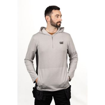 Caterpillar Coolmax Quarter Zip Hoodie Heather Grey