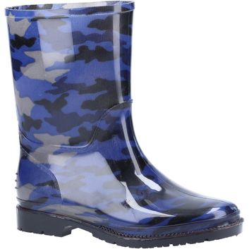 Children's Cotswold PVC Jnr Wellington Navy Camo