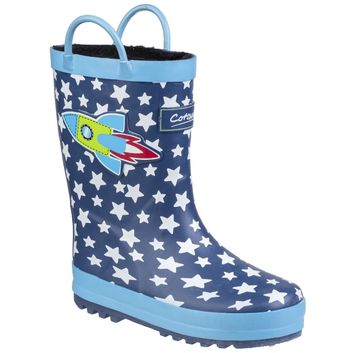 Children's Cotswold Sprinkle Junior Wellington Boot Dark Blue &amp; White