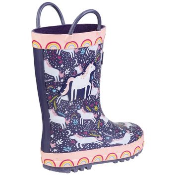 Children's Cotswold Sprinkle Junior Wellington Boot Purple/Pink &amp; White alternative