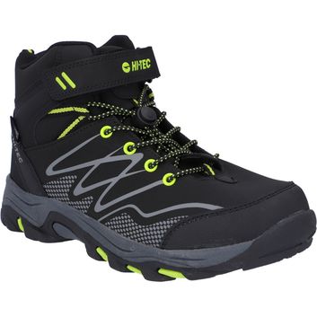 Children's Hi-Tec Blackout Mid Boots Black/Lime