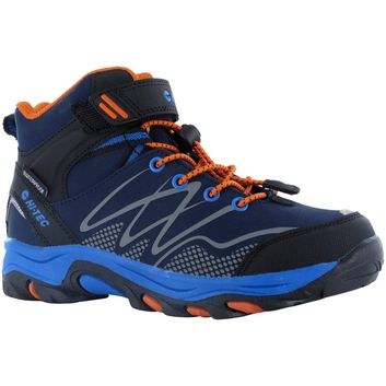 Children's Hi-Tec Blackout Mid Boots Navy/Orange/Lake Blue