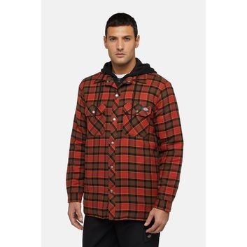 Dickies Fleece Hooded Flannel Shirt Red Ochre
