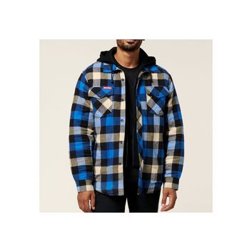 Hard Yakka Quilted Flannel Shacket Blue alternative