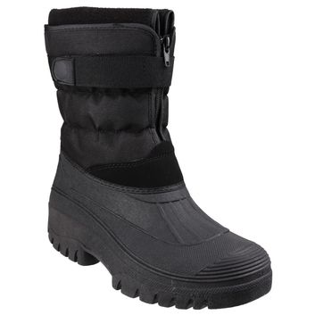 Ladies Cotswold Chase Touch Fastening and Zip up Winter Boot Black